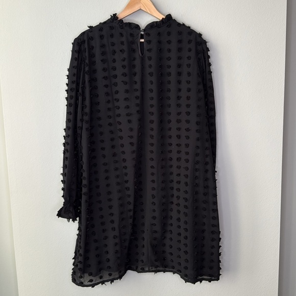 Boohoo Dobby Textured High Neck Shift Mini Dress Long Sleeve in Black Size 16 - Picture 5 of 9